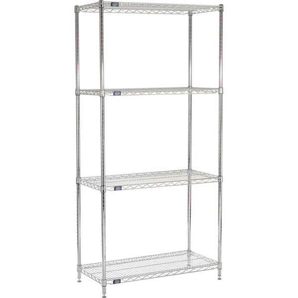 Nexel 5 Tier Chrome Wire Shelving Starter Unit, 36W x 24D x 86H 24368C5 - main